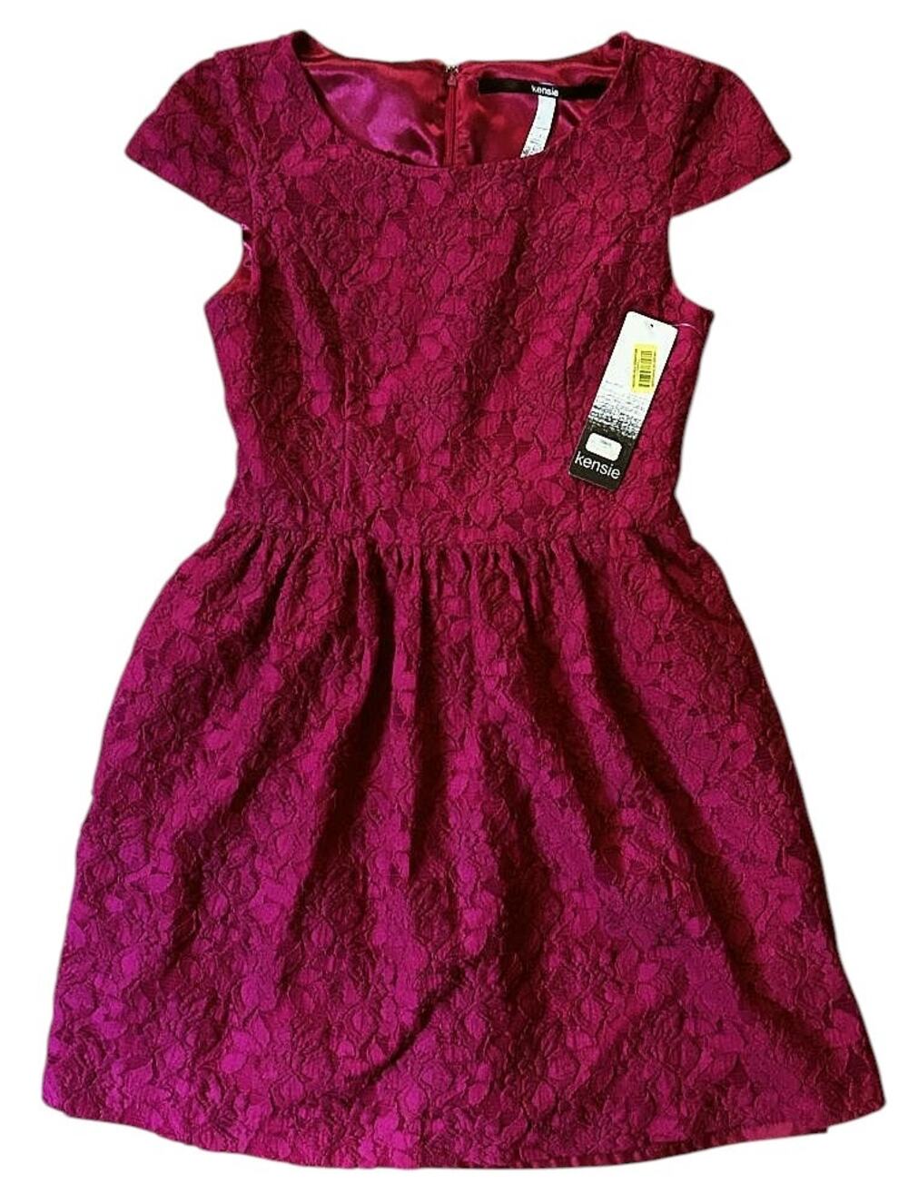 NWT Kensie Pink Lace Cap Sleeve Lined Fit & Flare Dress Small